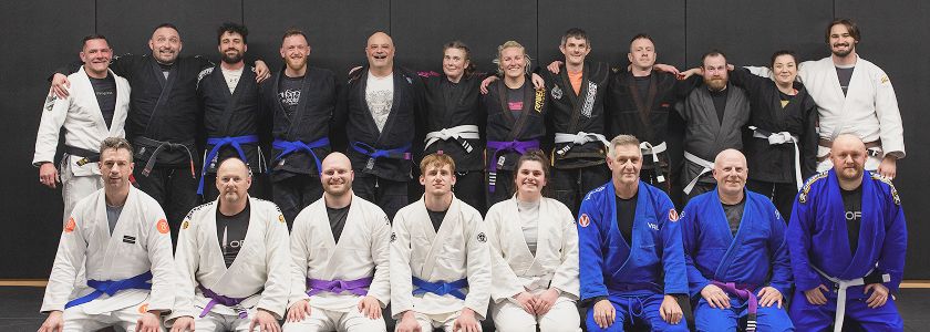 Large shot of our members in the Gi